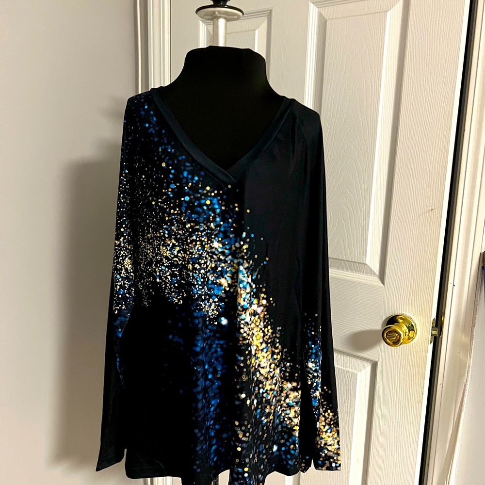 Festival XL long sleeve top Navy and Gold